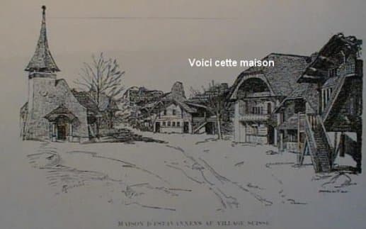 Le village suisse de l'Exposition nationale de Genève en 1896 : la troisième maison depuis la droite vient d'Estavannens
