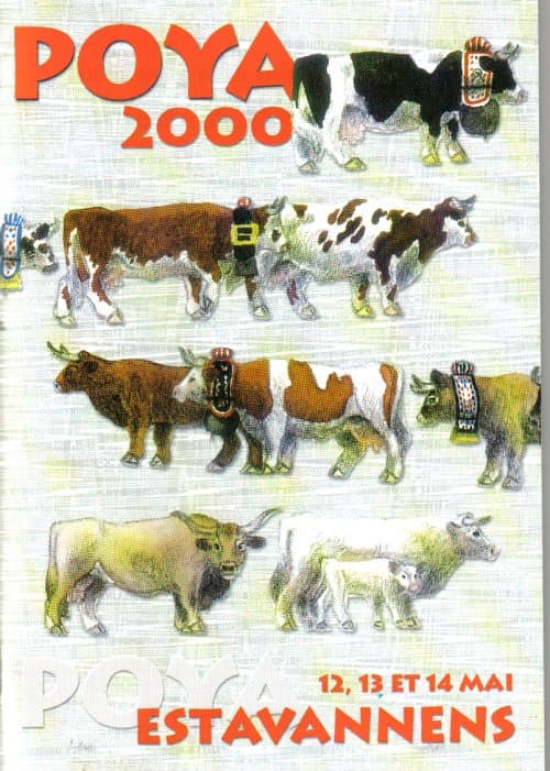 Affiche de la Poya 2000, les 12, 13 et 14 mai à Estavannens.