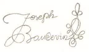 Signature du notaire Joseph Baudevin, qui paraphait les registres de déviances.