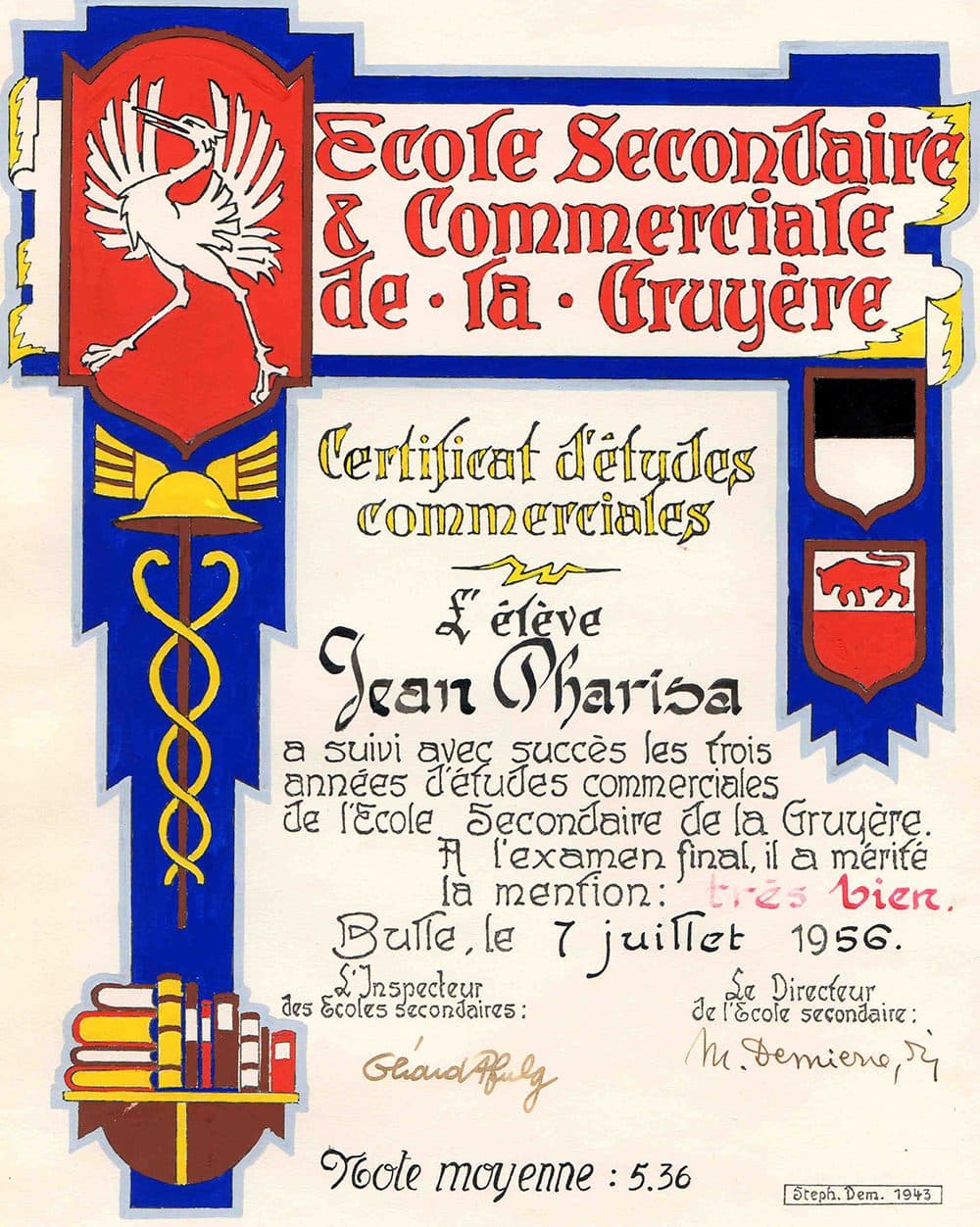 Diplôme de fin d’études de l’école secondaire (1956)