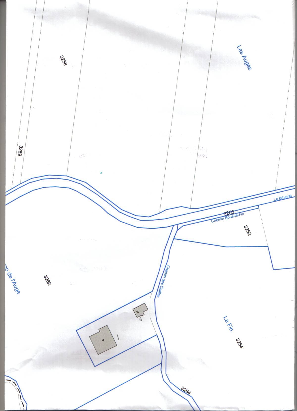 Extrait 1 du plan du village, avec les numéros des maisons