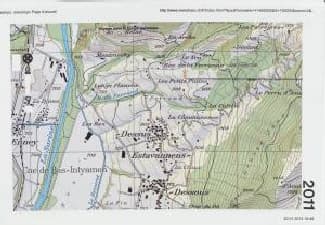 Extrait de carte SwissTopo : la situation en 2011.